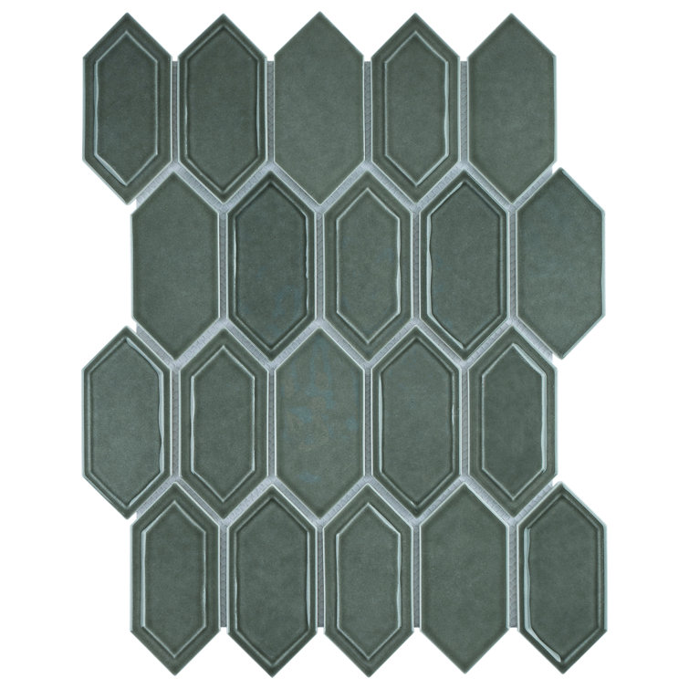 Bianca Green Glass and Stone Mosaic Wall Tile Sheet