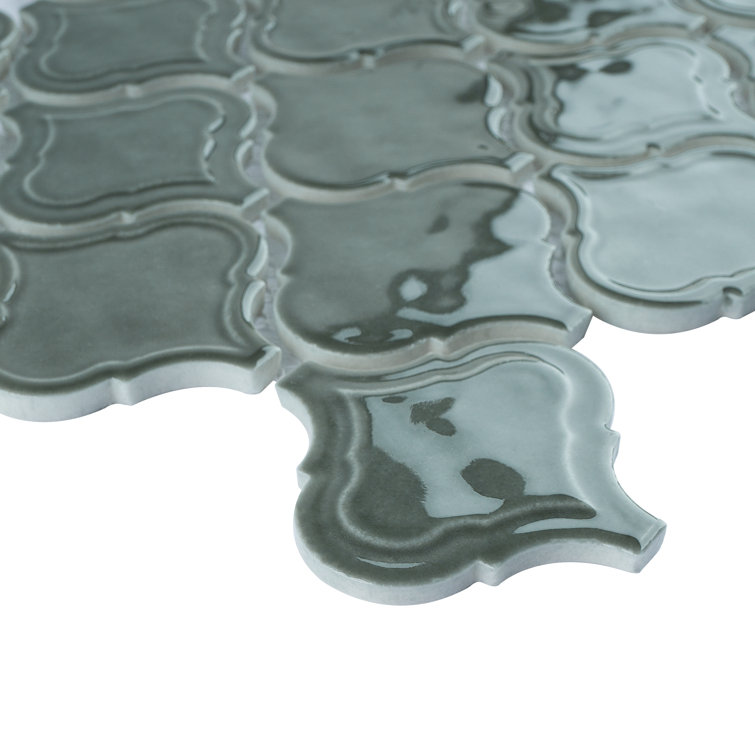 Arabesque Green Glass Mosaic Wall Tile Sheet