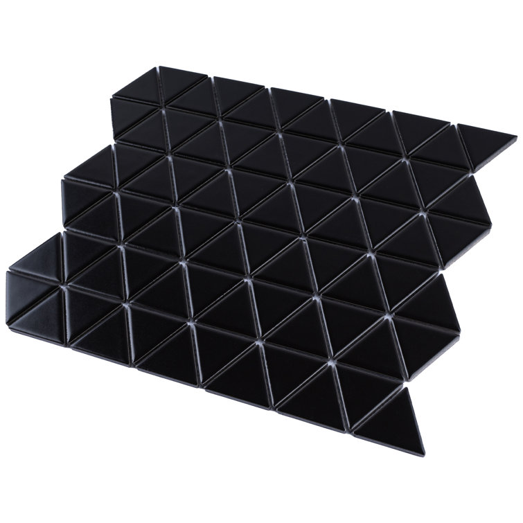 Black Porcelain Grid Mosaic Wall & Floor Tile, 10'' x 11.25''