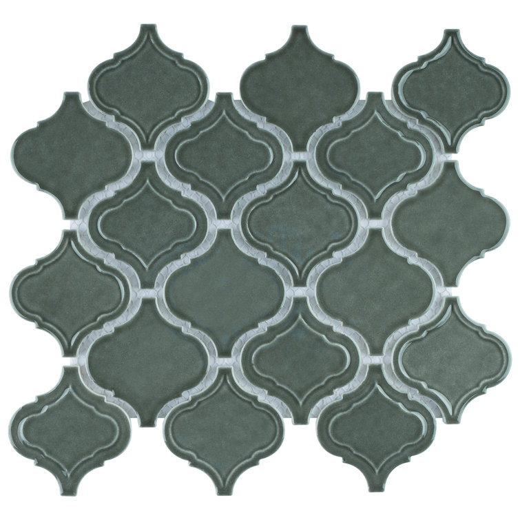 Arabesque Green Glass Mosaic Wall Tile Sheet