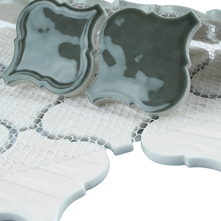 Arabesque Green Glass Mosaic Wall Tile Sheet