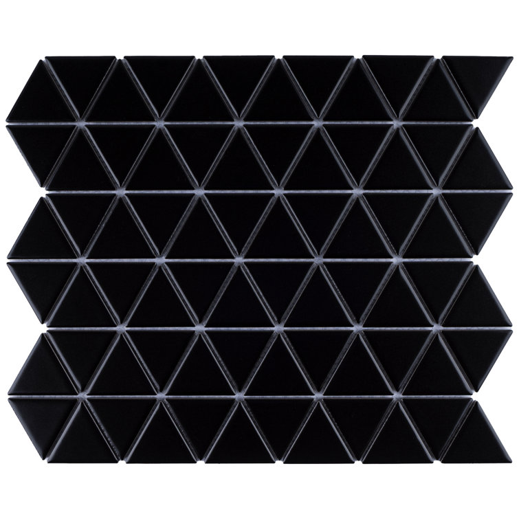 Black Porcelain Grid Mosaic Wall & Floor Tile, 10'' x 11.25''