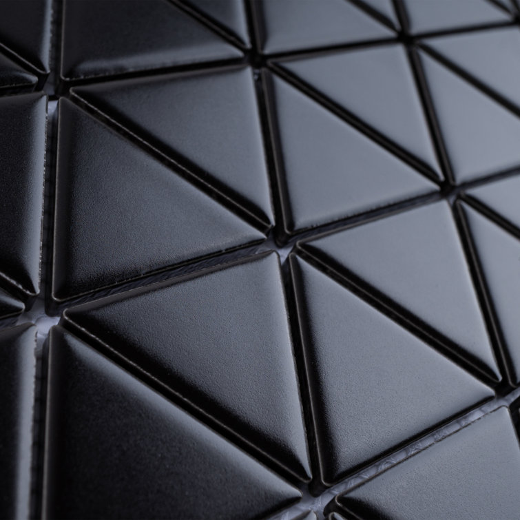 Black Porcelain Grid Mosaic Wall & Floor Tile, 10'' x 11.25''