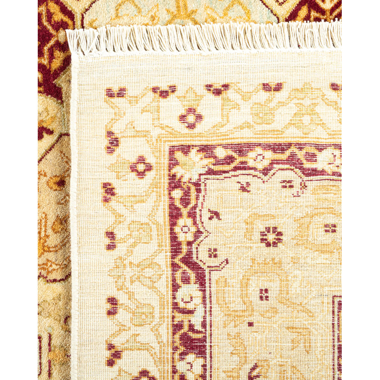 Ivory Hand-Knotted Wool Rectangular Area Rug 6' 1" x 9' 0"