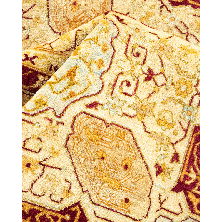 Ivory Hand-Knotted Wool Rectangular Area Rug 6' 1" x 9' 0"