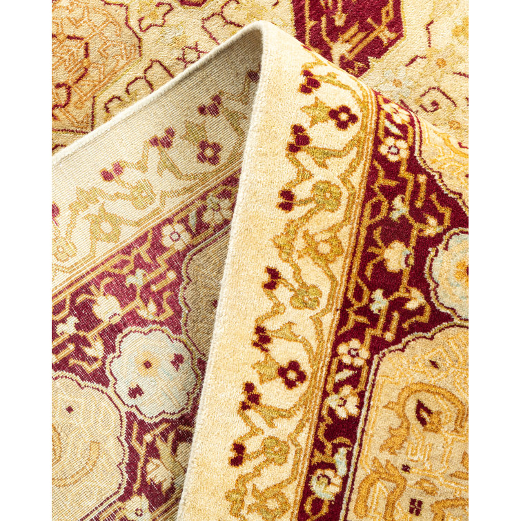 Ivory Hand-Knotted Wool Rectangular Area Rug 6' 1" x 9' 0"