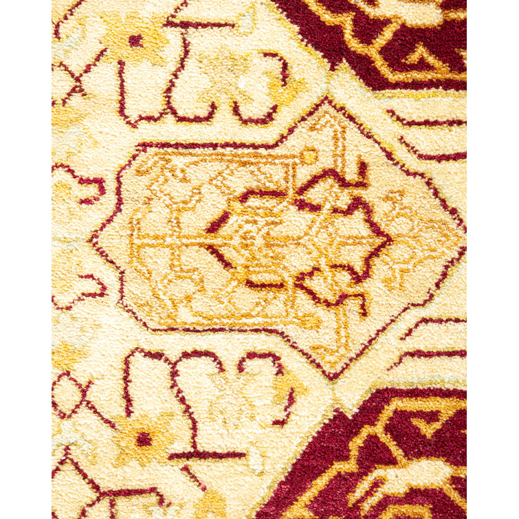 Ivory Hand-Knotted Wool Rectangular Area Rug 6' 1" x 9' 0"