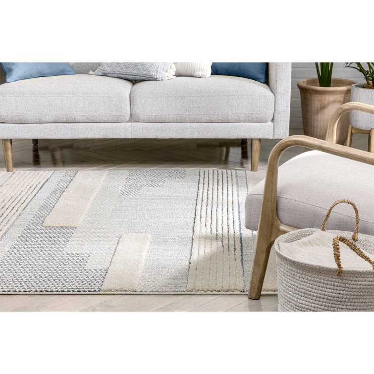 Harlow Briar Light Blue Geometric Synthetic Rectangular Rug 47" x 63"