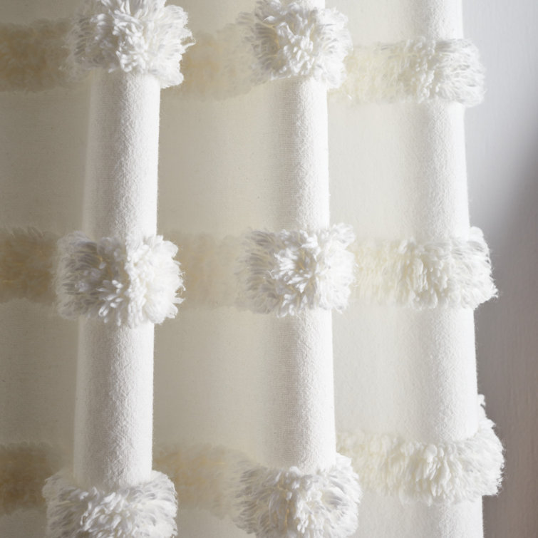 Water's Edge White Cotton Light-Filtering Curtain Panels, 50" x 84"