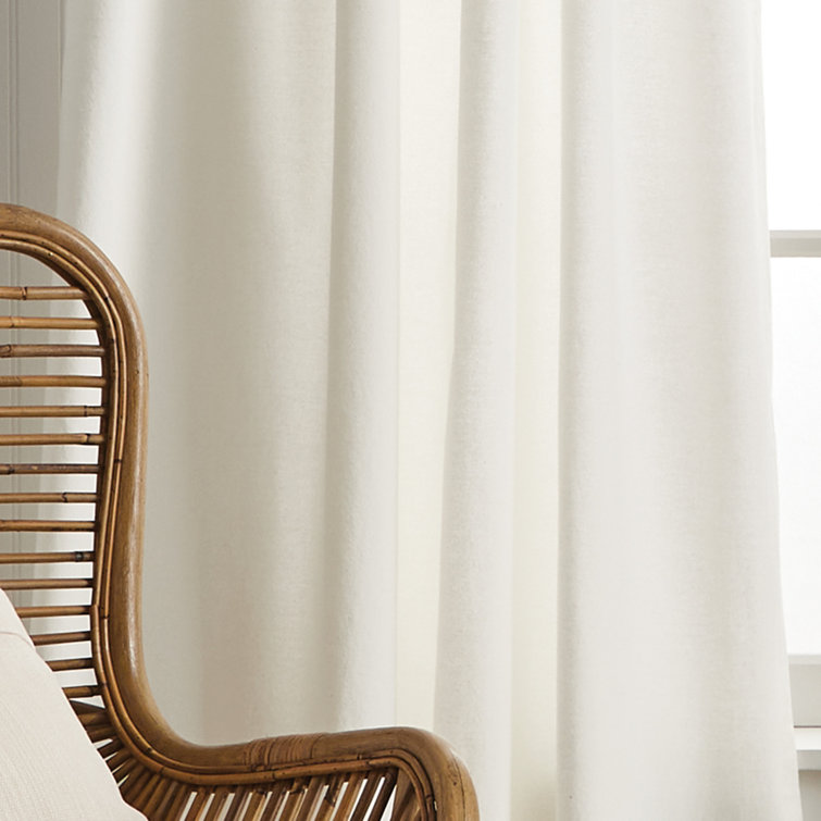 Water's Edge White Cotton Light-Filtering Curtain Panels, 50" x 84"