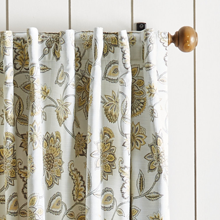 Indigo Floral Blackout Cotton Blend Curtain Panels, 50" x 95"