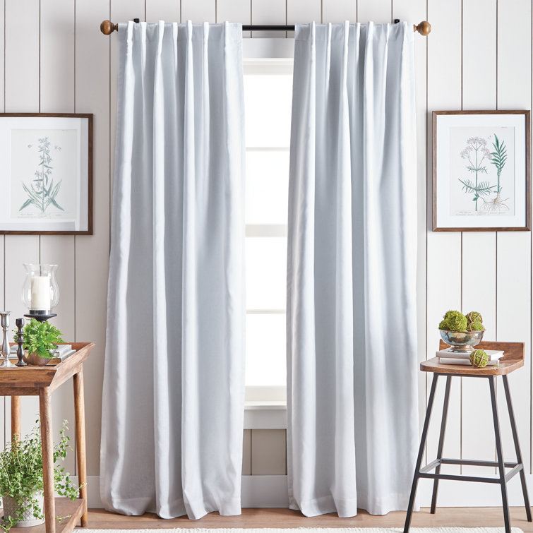 Gray Cotton Linen Blackout Rod Pocket Curtain Panels, 84"