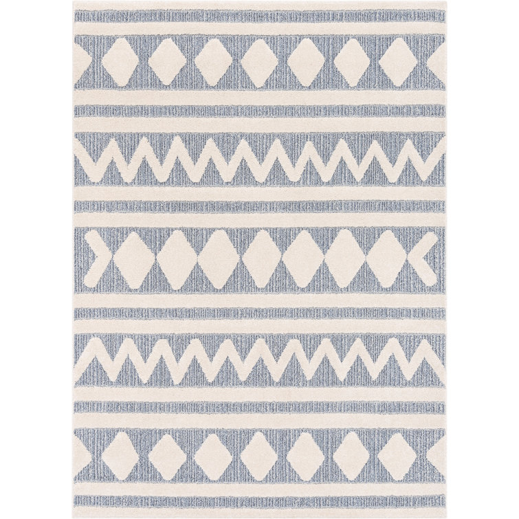 Modern Harlow Moroccan Diamond Light Blue 8' x 10' Area Rug