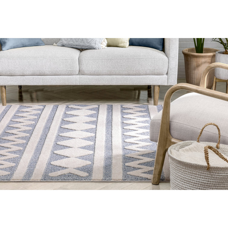Modern Harlow Moroccan Diamond Light Blue 8' x 10' Area Rug