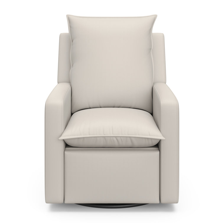 Ivory Polyester Blend Reclining Glider with USB Port