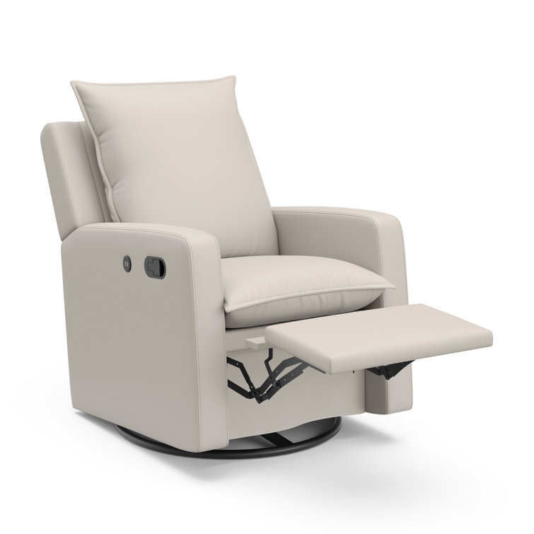 Ivory Polyester Blend Reclining Glider with USB Port