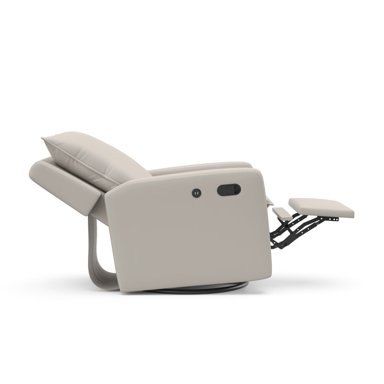 Ivory Polyester Blend Reclining Glider with USB Port