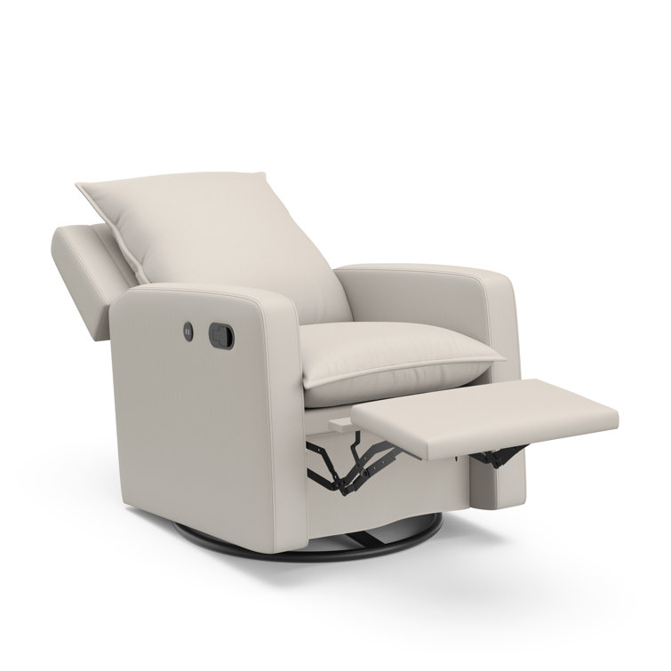 Ivory Polyester Blend Reclining Glider with USB Port