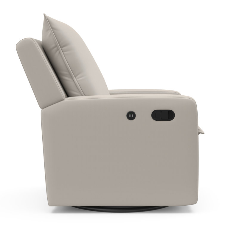 Ivory Polyester Blend Reclining Glider with USB Port