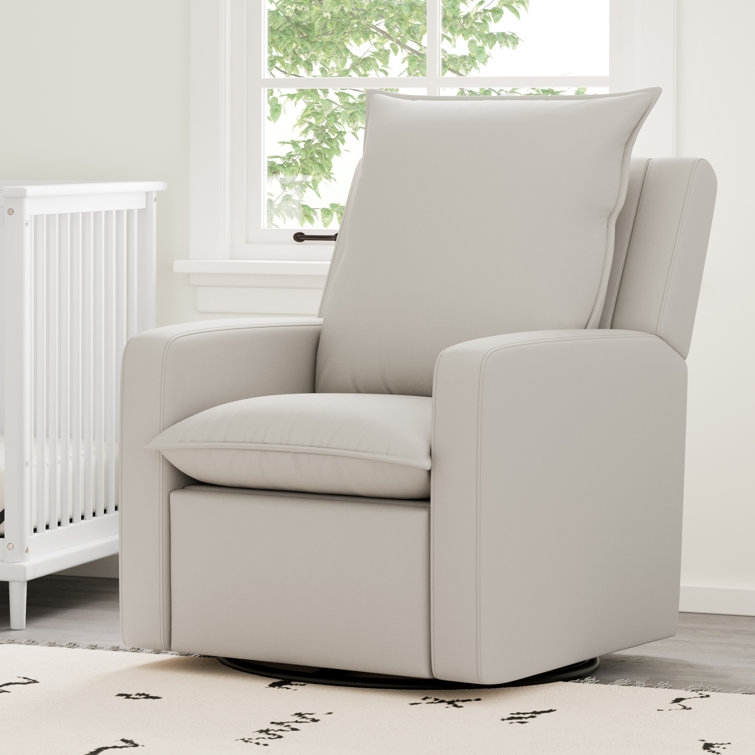 Ivory Polyester Blend Reclining Glider with USB Port