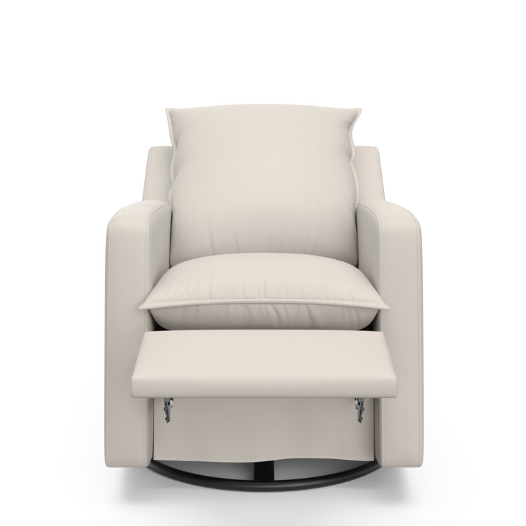 Ivory Polyester Blend Reclining Glider with USB Port