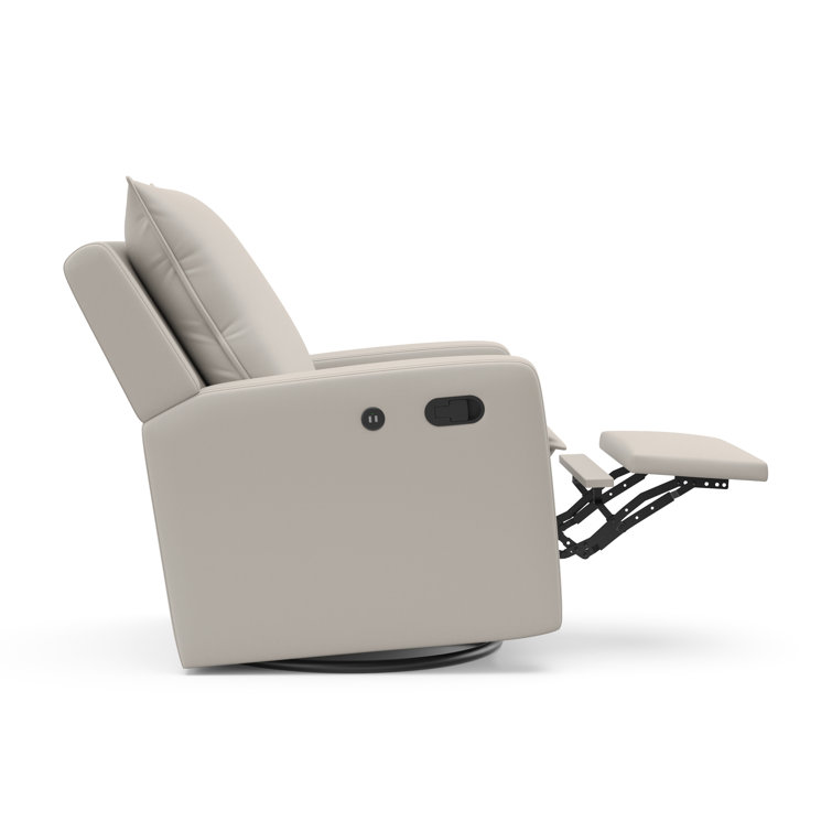 Ivory Polyester Blend Reclining Glider with USB Port