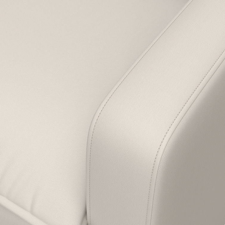 Ivory Polyester Blend Reclining Glider with USB Port