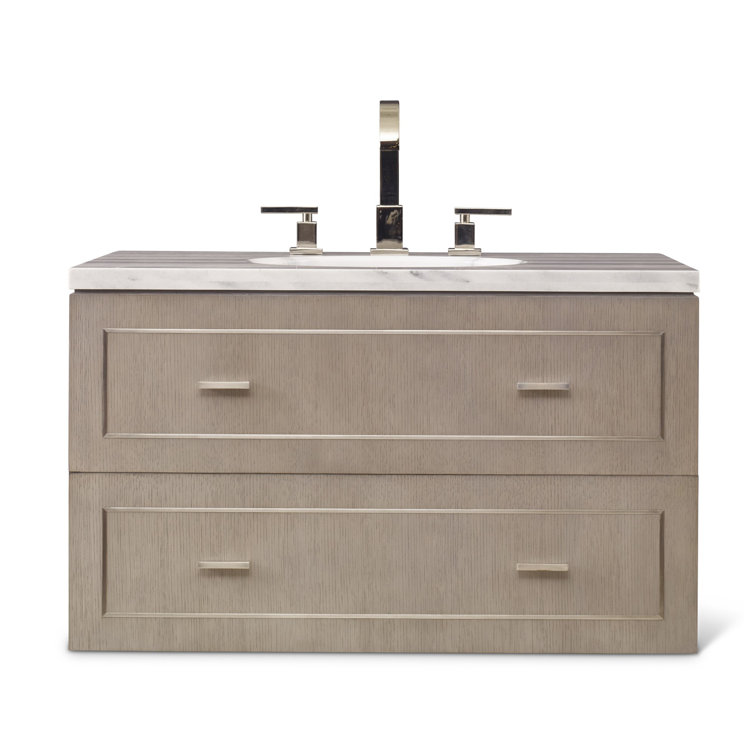Albany 36'' Gray Single Wall-Mount Bathroom Vanity with Marble Top