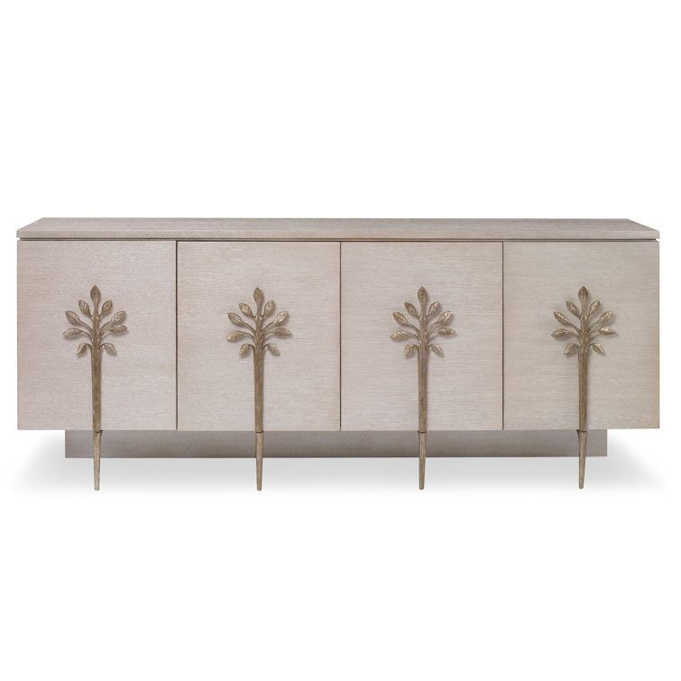 Champagne Oak and Veneer 84'' Sideboard with Tree Motif