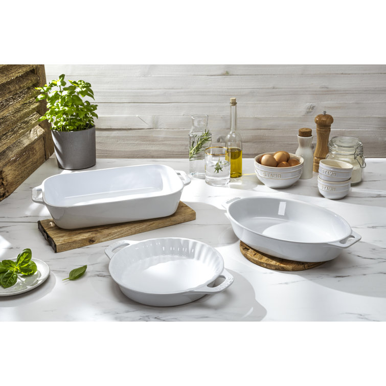 White Ceramic 3-Piece Baking Dish Set