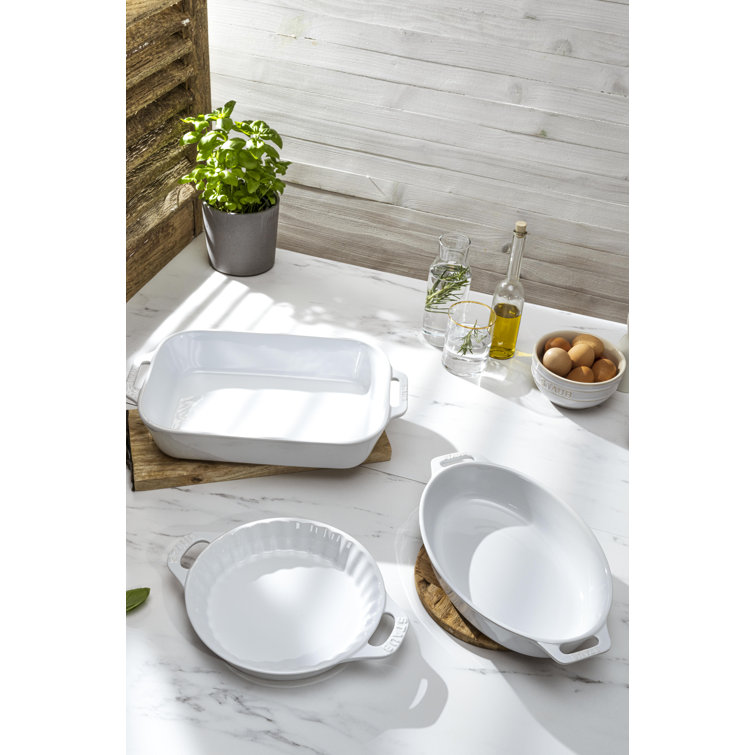 White Ceramic 3-Piece Baking Dish Set