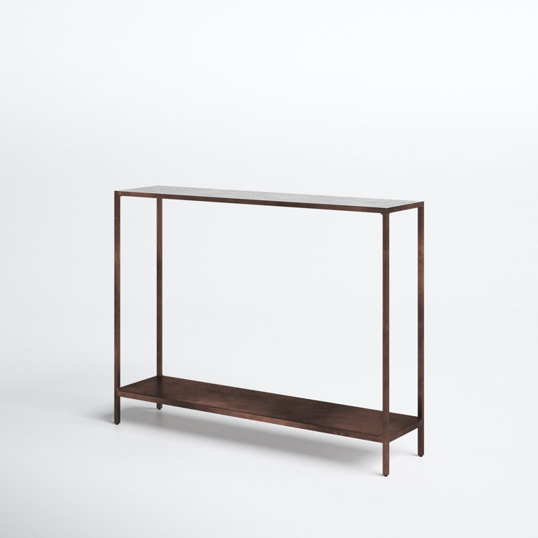 Henriette Contemporary 42'' Brown/White Marble & Metal Console Table with Storage
