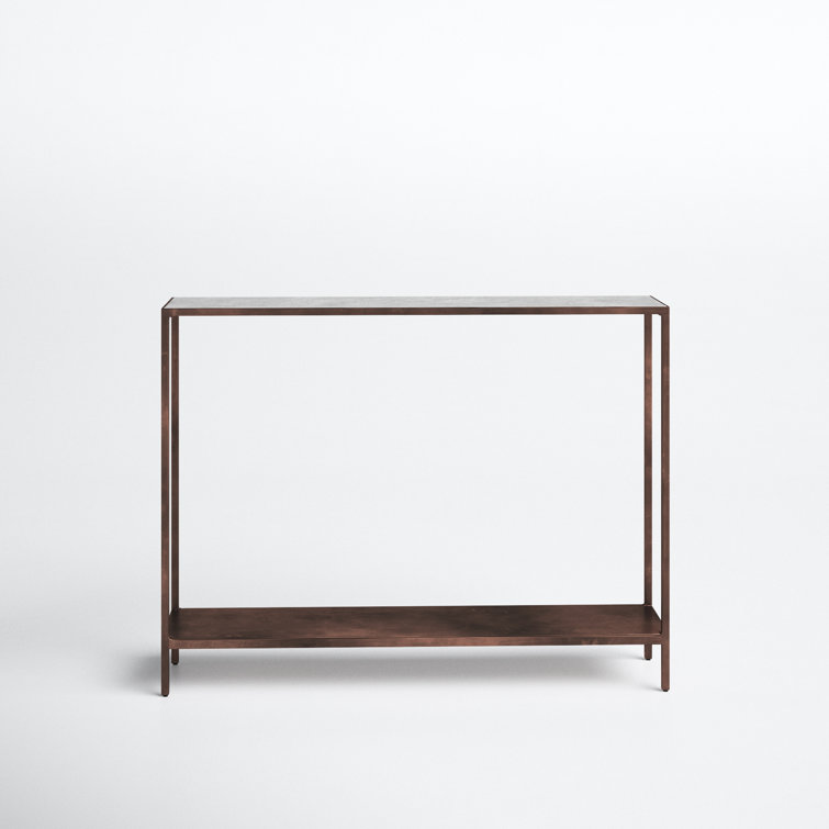 Henriette Contemporary 42'' Brown/White Marble & Metal Console Table with Storage