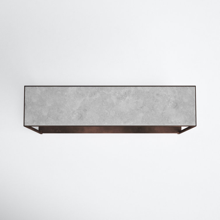 Henriette Contemporary 42'' Brown/White Marble & Metal Console Table with Storage