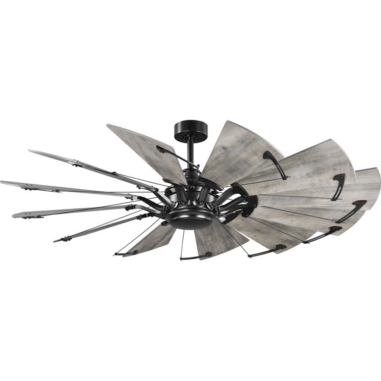 60-Inch Matte Black Windmill Ceiling Fan with Remote