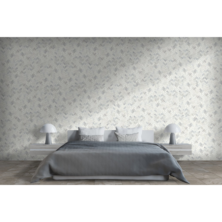 Daphne White 11x12 Marble Herringbone Mosaic Tile