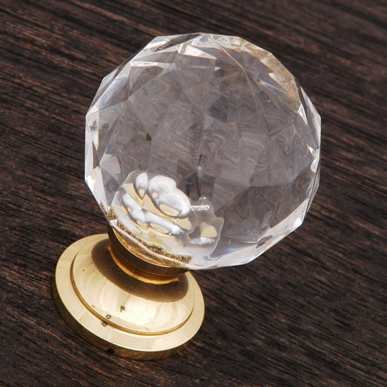 Polished Brass and Clear Acrylic Round Cabinet Knob