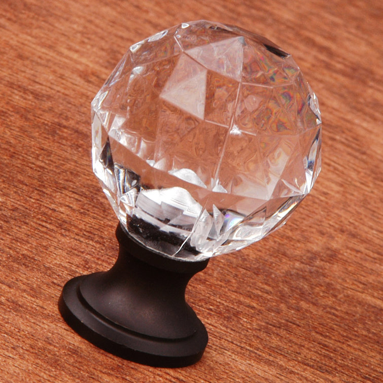 Round Oil Rubbed Bronze and Clear Acrylic Knob with Mounting Hardware