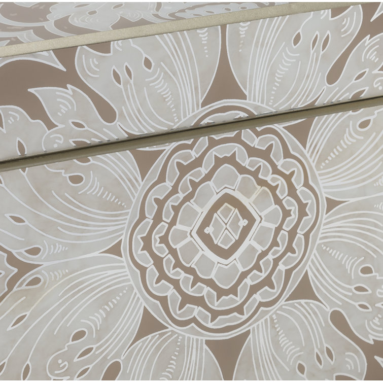 Handmade Sand and Silver Reverse Painted Mirror Jewelry Box