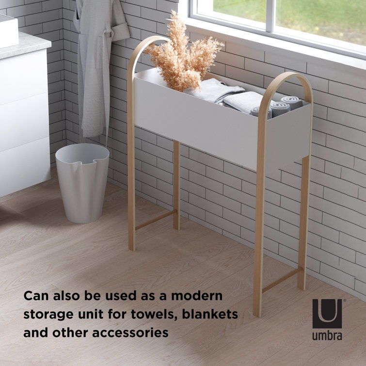 Bellwood Elevated White Metal Planter with Wooden Legs
