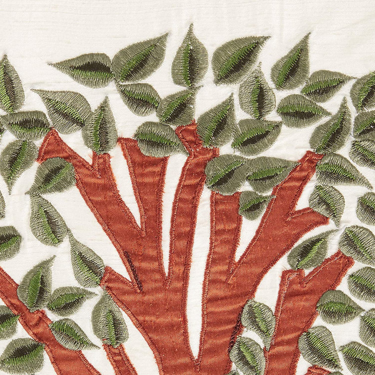 Ivory Silk Embroidered Tree of Life Table Runner