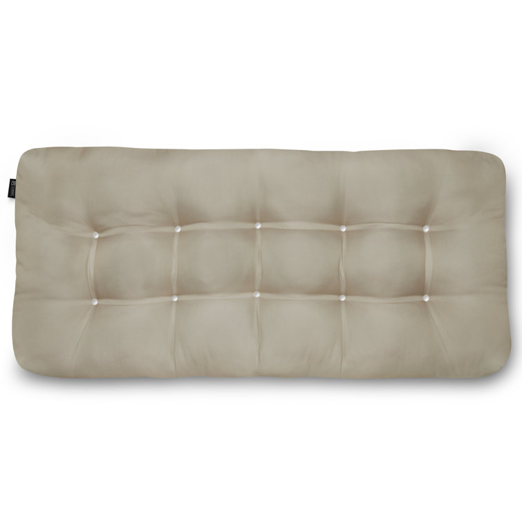 Beige Overstuffed Water-Resistant Outdoor Bench Cushion, 54" x 18"
