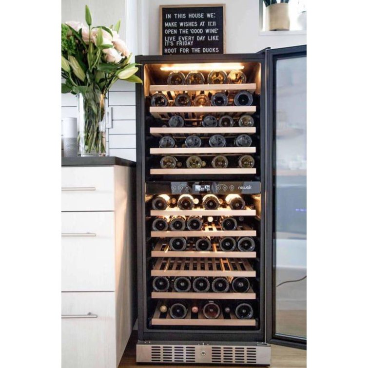 Stainless Steel Dual Zone 160 Bottle Wine Cooler with LED Lighting