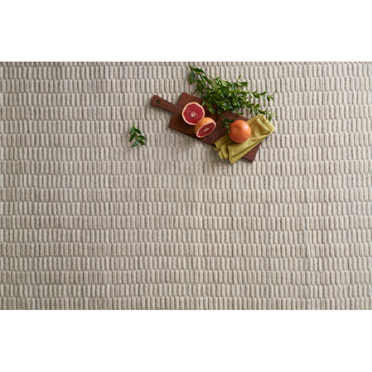 Hadley Eco-Friendly Undyed Wool Striped Rug in Oatmeal
