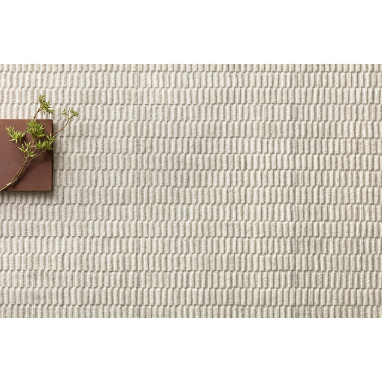Hadley Eco-Friendly Undyed Wool Striped Rug in Oatmeal