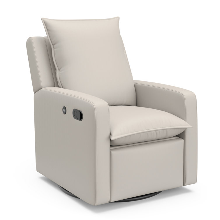 Ivory Polyester Blend Reclining Glider with USB Port
