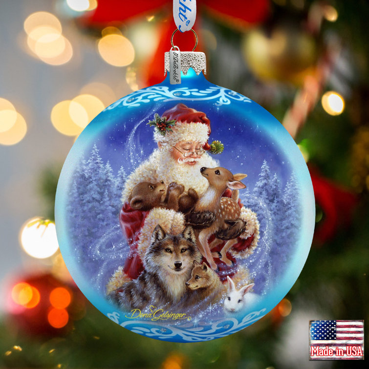Handmade Santa and Friends Glass Christmas Ornament