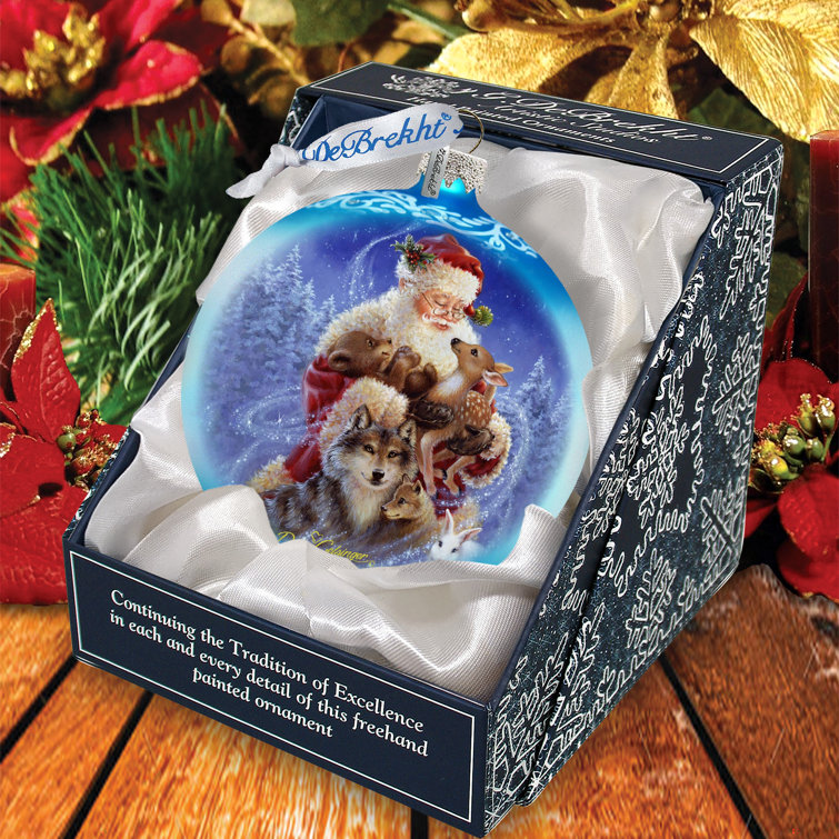 Handmade Santa and Friends Glass Christmas Ornament