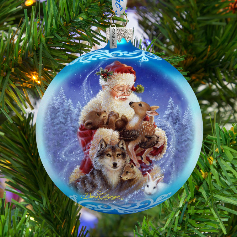 Handmade Santa and Friends Glass Christmas Ornament
