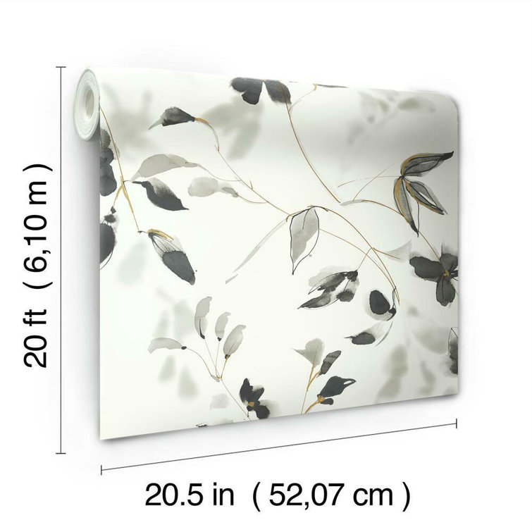 Black and White Floral Peel and Stick Wallpaper Roll